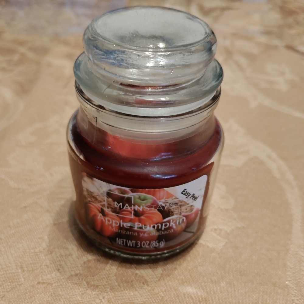 Apple pumpkin small candle glass jar 3oz nwot
